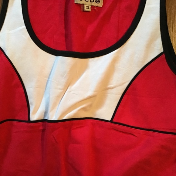 Bebe Red & White Tank Top XL - Picture 2 of 3